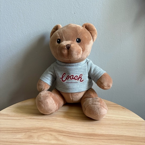Coach Brown Teddy Bear with Gray Shirt - Picture 2 of 5
